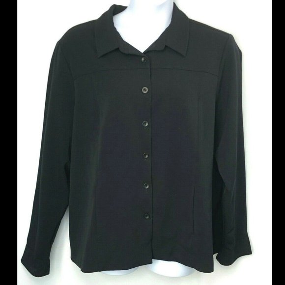 Dialogue Jackets & Blazers - Dialogue Women's Black Stretch Jacket Blazer On Seam Pockets Size 22W QVC A54175